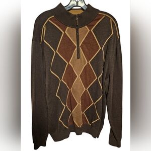 Cutter & Buck Mens Brown Argyle Sweater XL